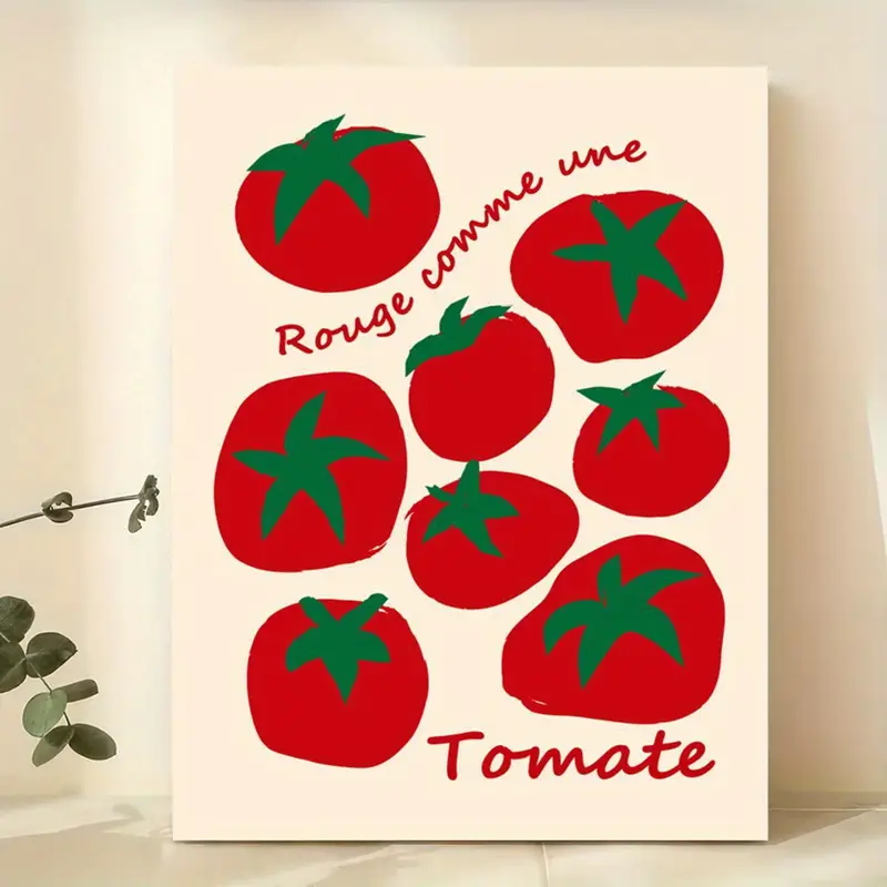 Home Decor Aesthetic - Modern Renkli Kırmızı Domates Duvar Sanatı