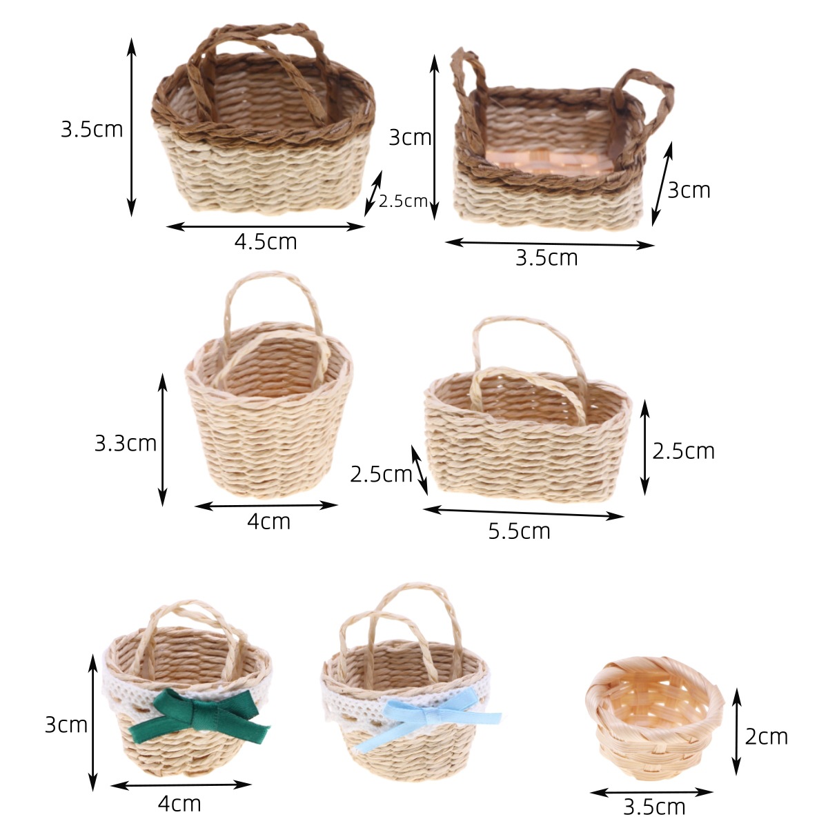 Rattan Plant Basket - 1 adet Dollhouse El Dokuma Lafite