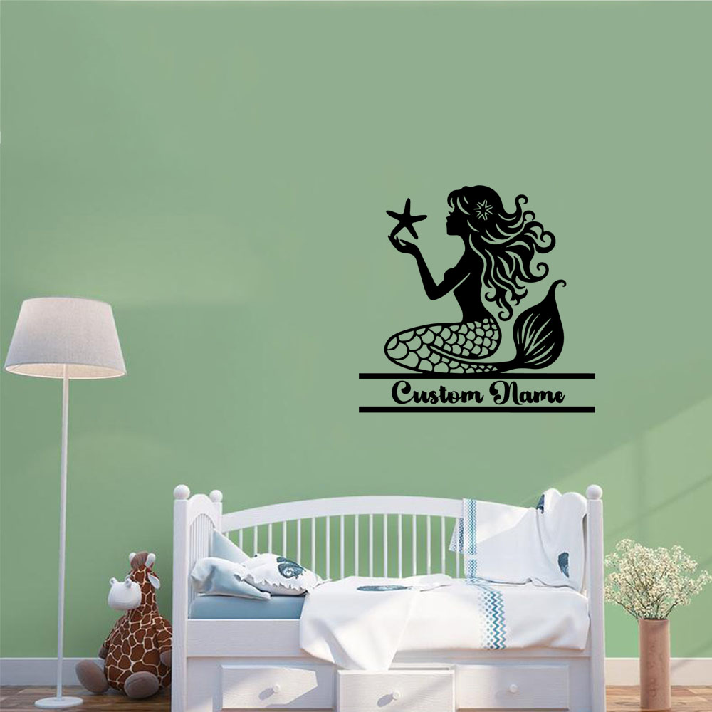 Home Decor Sticker - 1 adet yeni denizkızı kişiselleştirilmiş metin