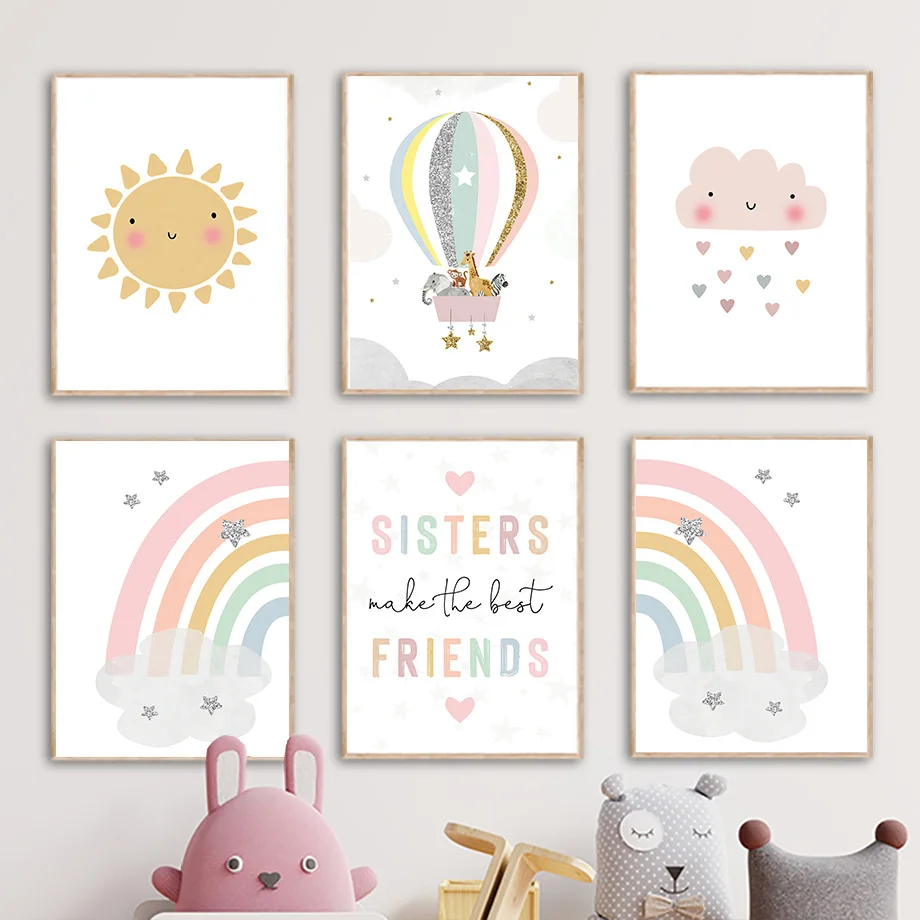Home Decor Japandi - Zürafa Fil Sıcak Balon Güneş Gökkuşağı