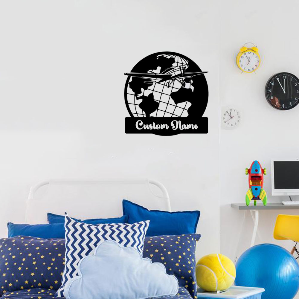 Home Decor Sticker - 1 adet sevimli dünya uçak özelleştirilmiş