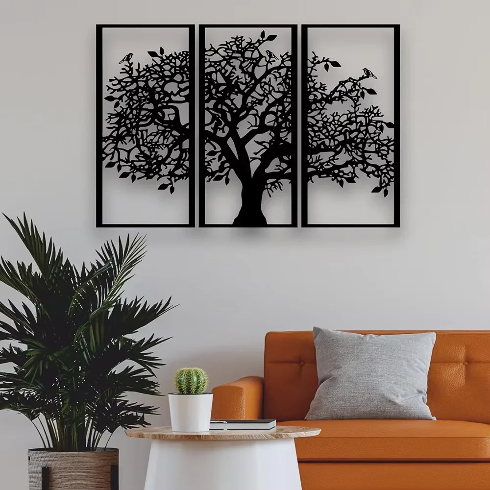 Home Decor Etsy - 3 Adet Aile Ağacı Metal Duvar