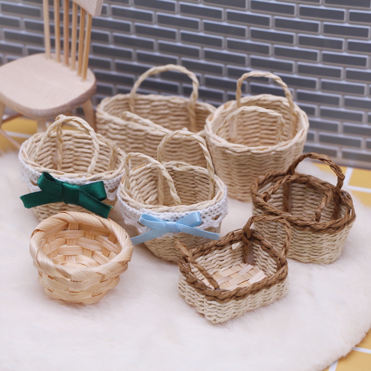 1 adet Dollhouse El Dokuma Laf - Rattan Plant Basket incelemesi ve fiyatı